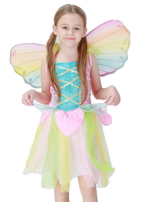 F68174 Pink Butterfly Fairytale Costume Dress with Matching Wings for Girls